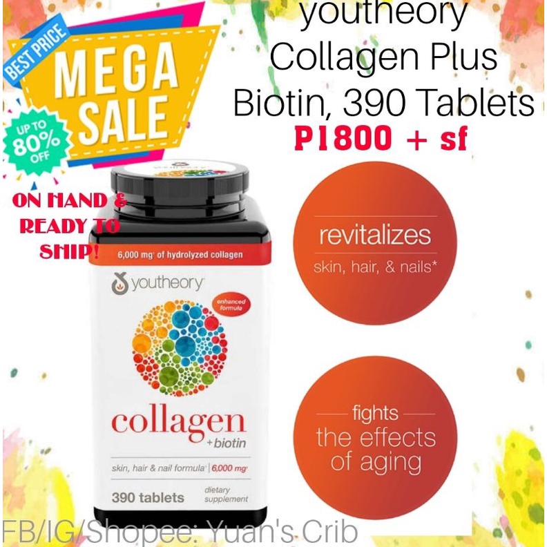 youtheory Collagen Plus Biotin, 390 Tablets Shopee Philippines