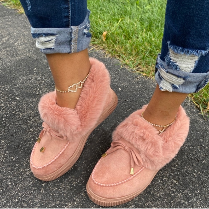 fur slip on loafers