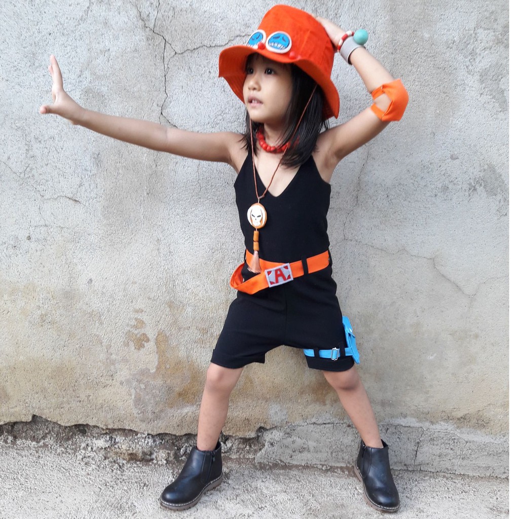 One Piece Portgas D Ace Cosplay Girl Costume For Kids 3 4yo Preloved Shopee Philippines
