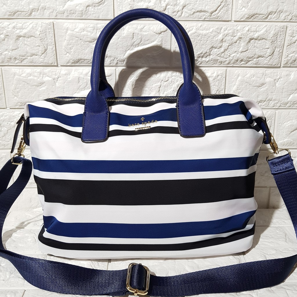 Kate Spade Top Handle Crossbody Weekender Bag - Lyla Black / Blue / White  Stripes Print | Shopee Philippines