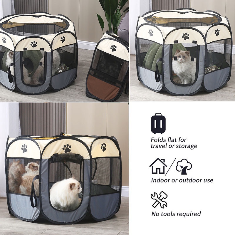 （Hot）Cat Delivery Room Folding Octagonal Pet Fence Pregnant Cat To Be Delivered Supplies Mother Cat #6