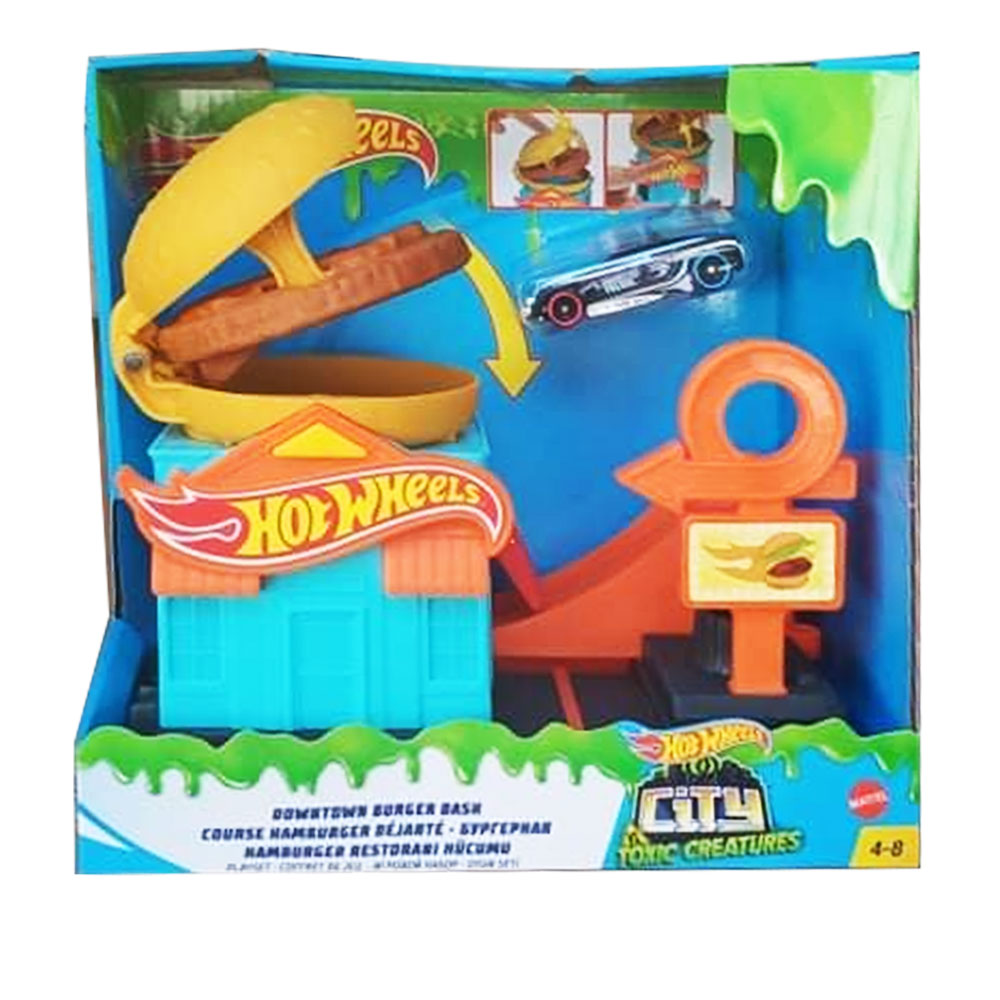 hot wheels downtown burger dash playset