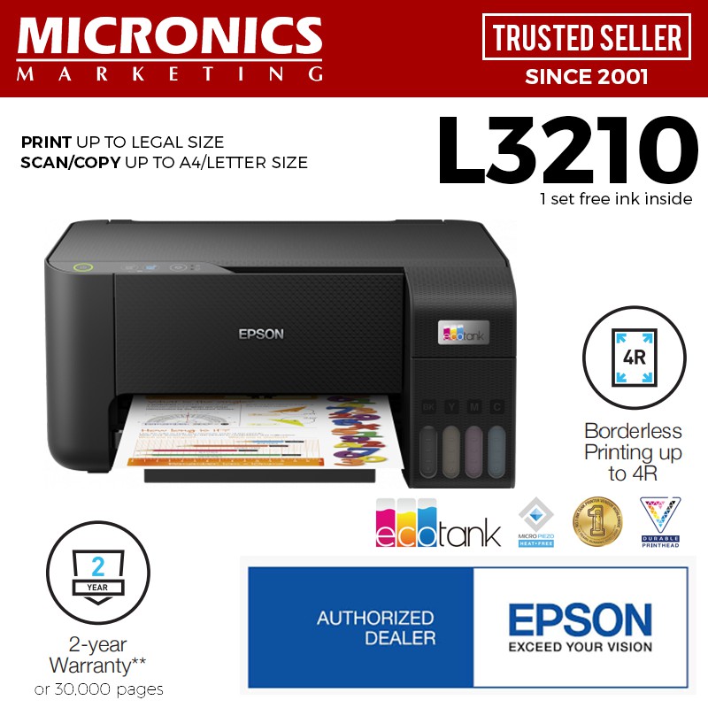 Epson L3210 (new model of L3110) Print, Scan, Copy USB 2Years Wty