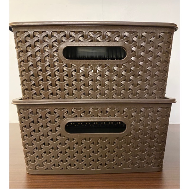 Rattan plastic basket Container BrownS Shopee Philippines
