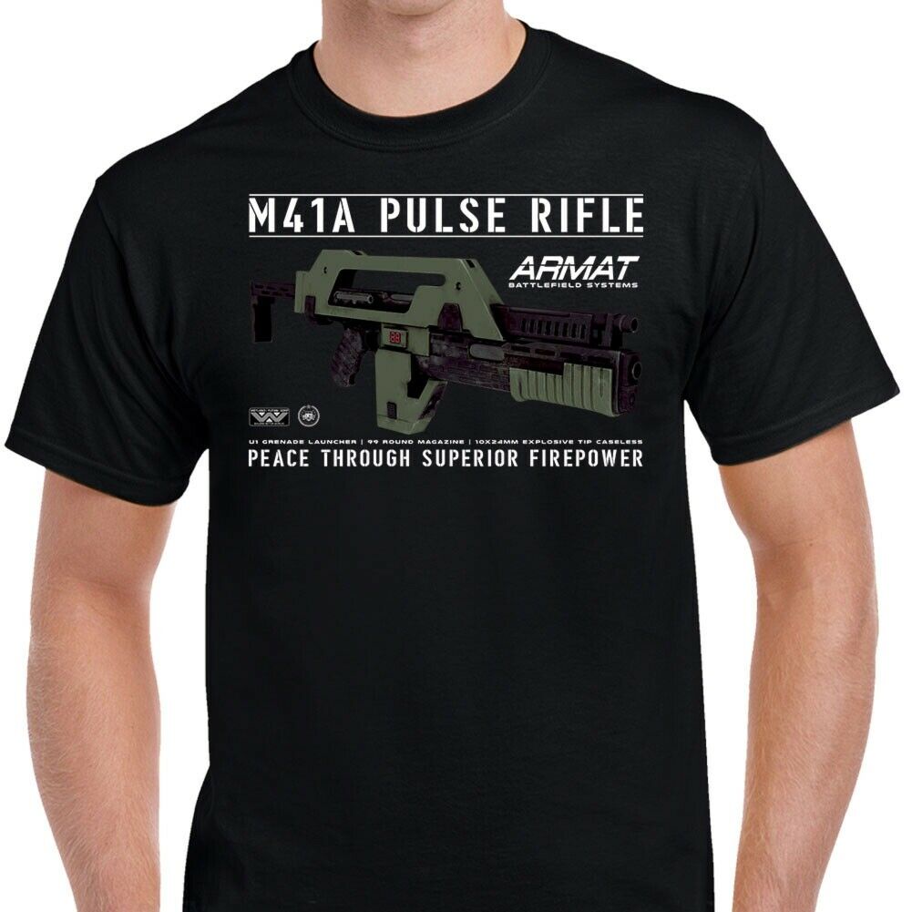 Mens Slim Armat Systems M41A Pulse Rifle Shirt Hiphop Christmas Present