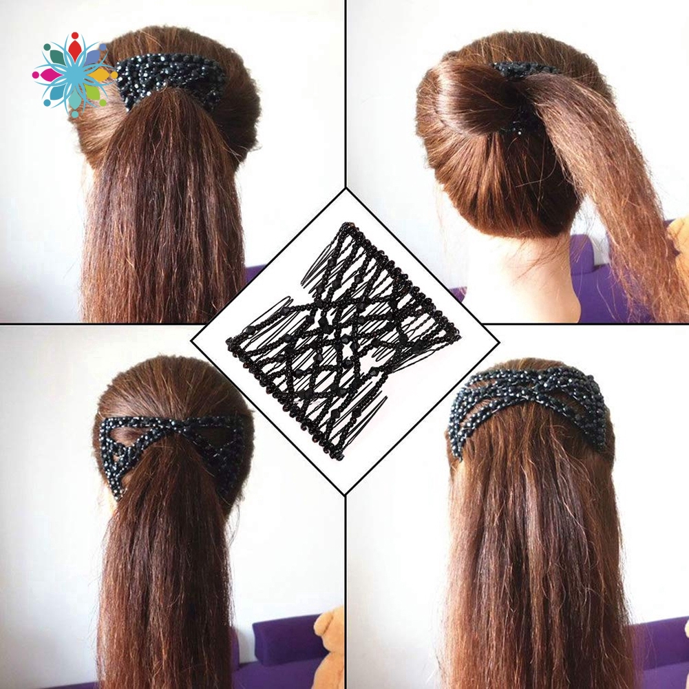 Women Ladies Hair Clip Magic Comb Stretch Easy Double Clips Beads Hairpins  Combs | Magic Comb Floral Ez Updo Women Stretchy Double Hair Beauty Beaded  Girls Hairpin 