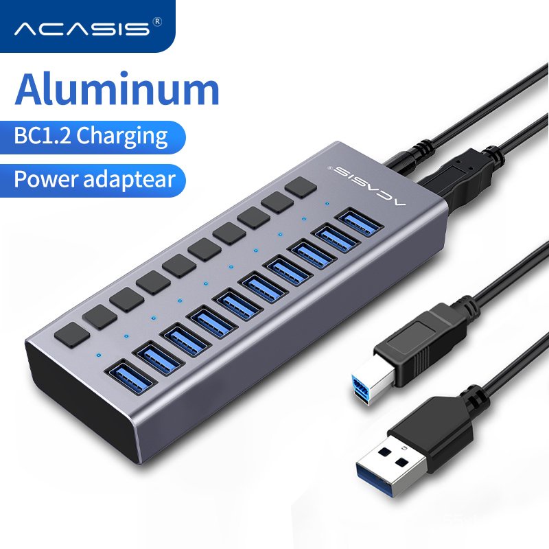 ACASIS 10 Ports Powered USB Hub USB 3.0 Data Hub - with Individual On ...