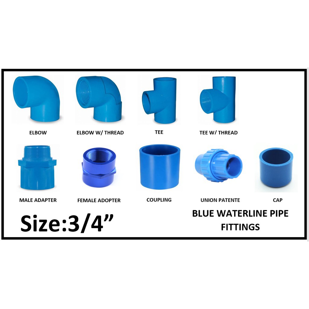 PVC BLUE FITTINGS 3/4 ELBOW TEE COUPLING FEMALE ADAPTOR | Shopee ...