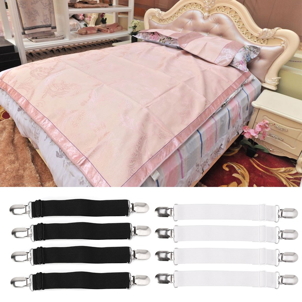 2//4pcs Fitted Bed Sheet Holder Grip Mattress Gripper Clip Fastener Elastic Strap