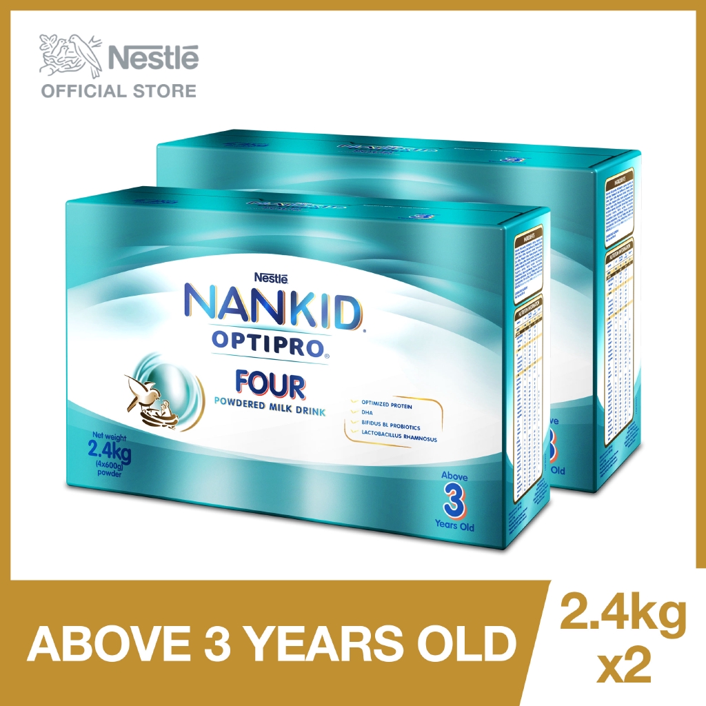 Nan Kid OptiPro Four Powdered Milk For Children Above 3 Years Old 2.4kg ...