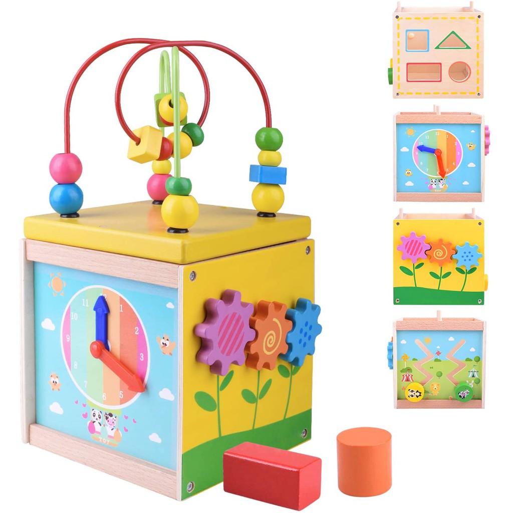 wooden activity cube for 1 year old