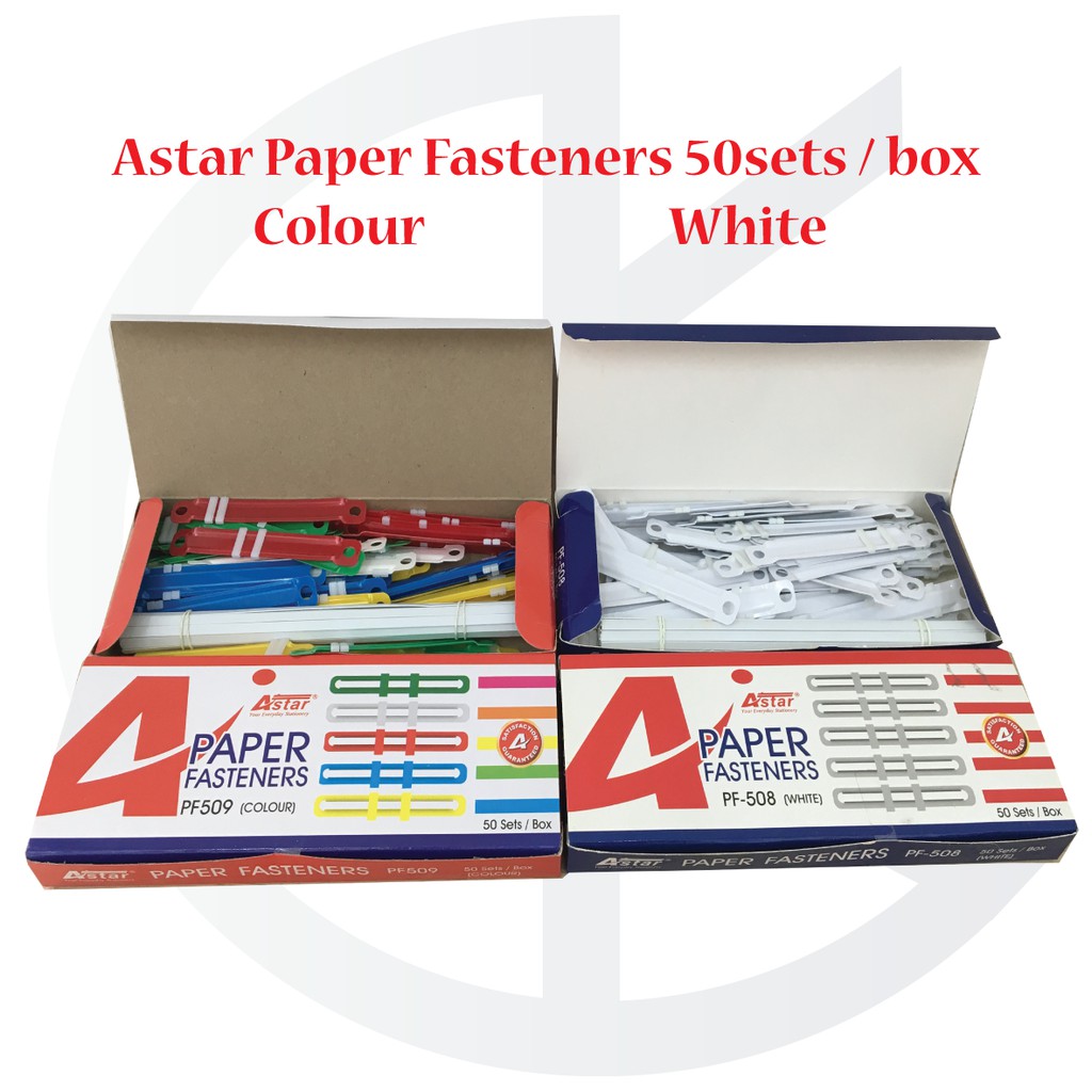 Astar Paper Fasteners PF509 Colour / PF508 White (50 Sets per Box