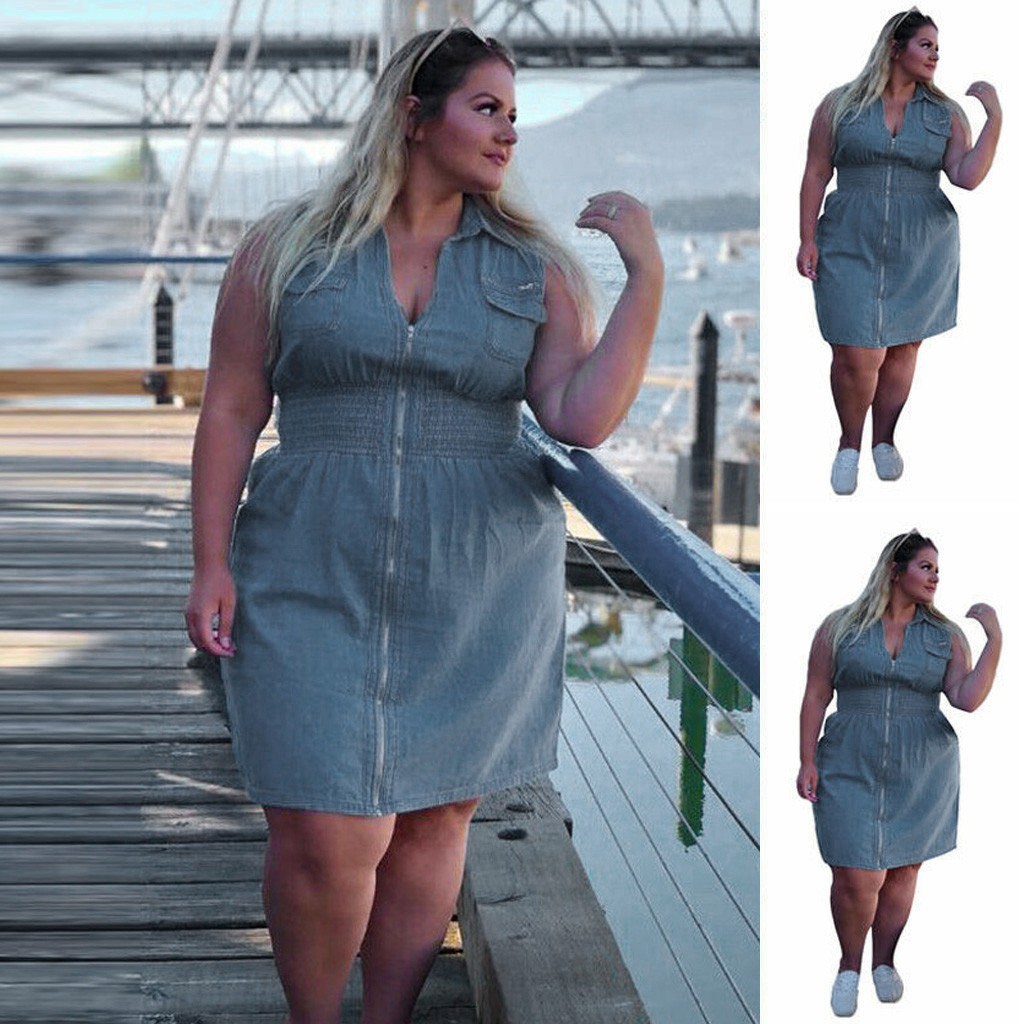 plus denim dress