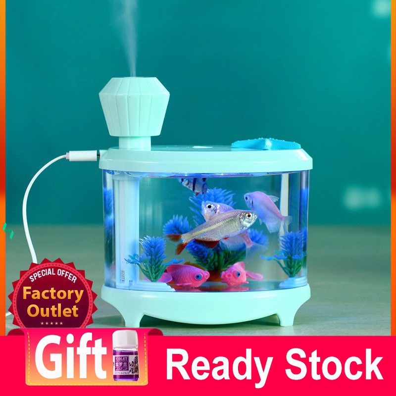 460ML Fish Tank Atomized Air Humidifier USB Mini Hydrating Steamed With Night Light Shopee