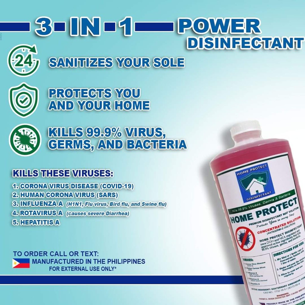 Home Protect Quat Solution Disinfectant (1 Liter Concentrate and Ready