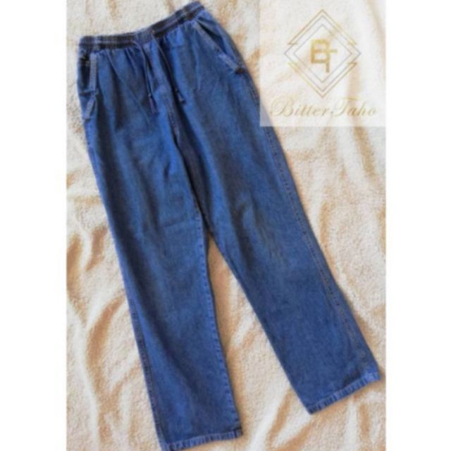 garterized denim pants