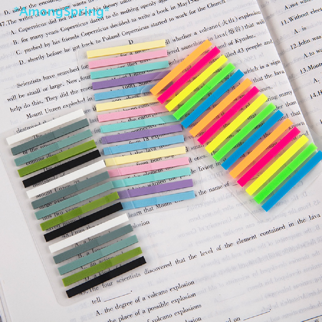 AmongSpring> 300PCS Color Stickers Transparent Fluorescent Sticky Note ...