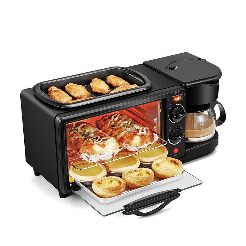 Breakfast Machine ider 3 in 1 Making Multifunction Mini Drip Coffee Maker Bread Pizza Oven