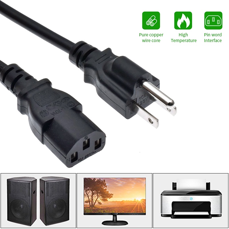 1.5m 3 Pin Power Extension Cords US Plug Power Cable For Computer