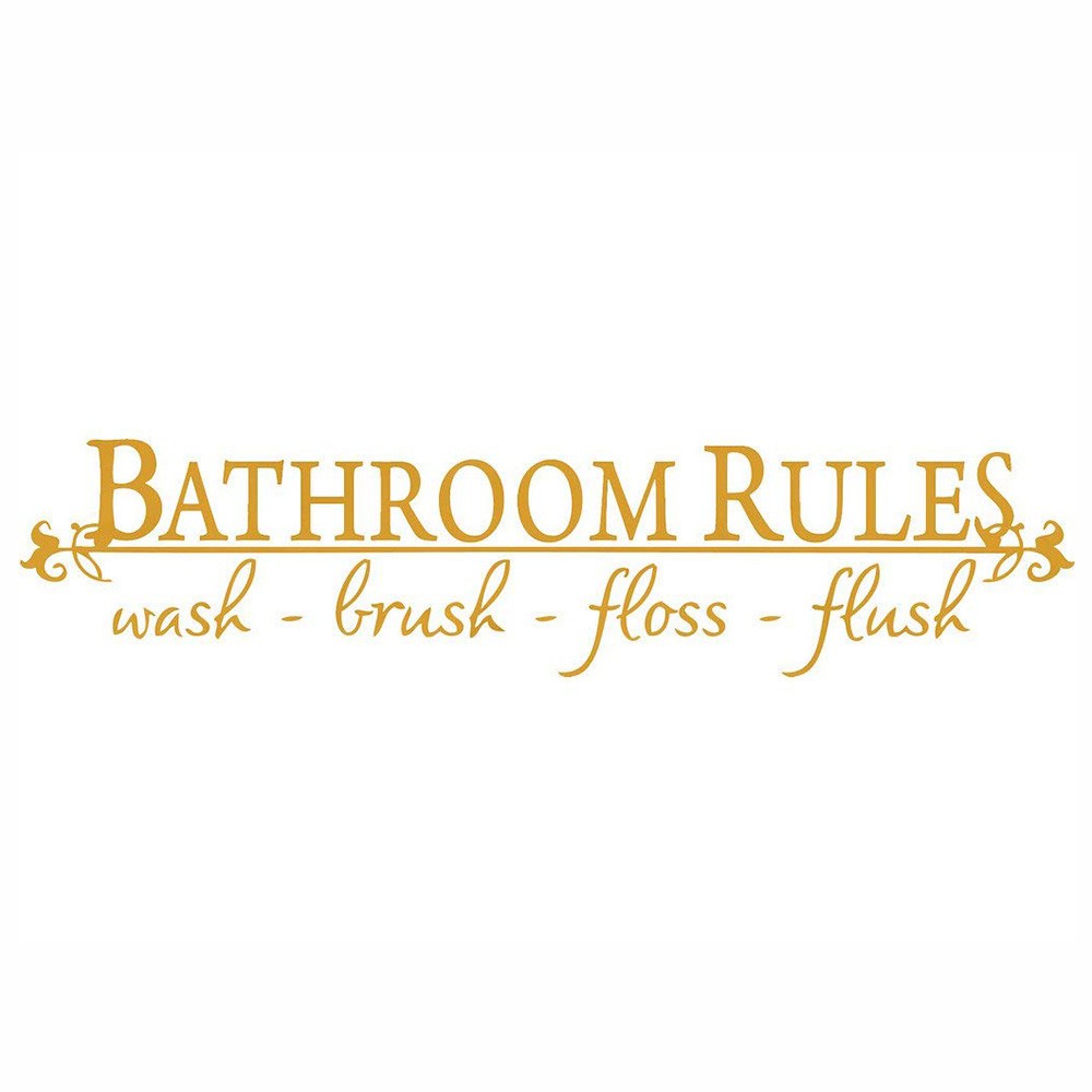 Bathroom Rules WASH Brush Floss Flush Quote Vinyl Wall Decal Decor Sticker