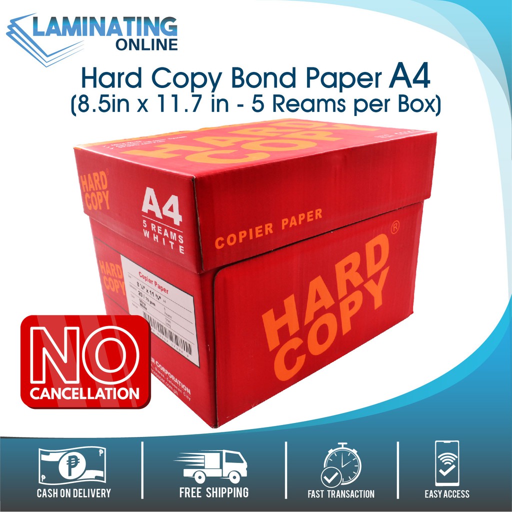 Hard Copy Bond Paper A4 Size 1 Box ( 5 Reams ) | Shopee Philippines