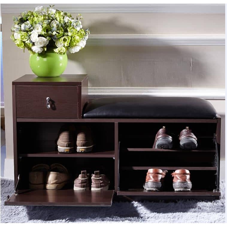 S A M Wooden Shoe Bench Rack Storage Shopee Philippines