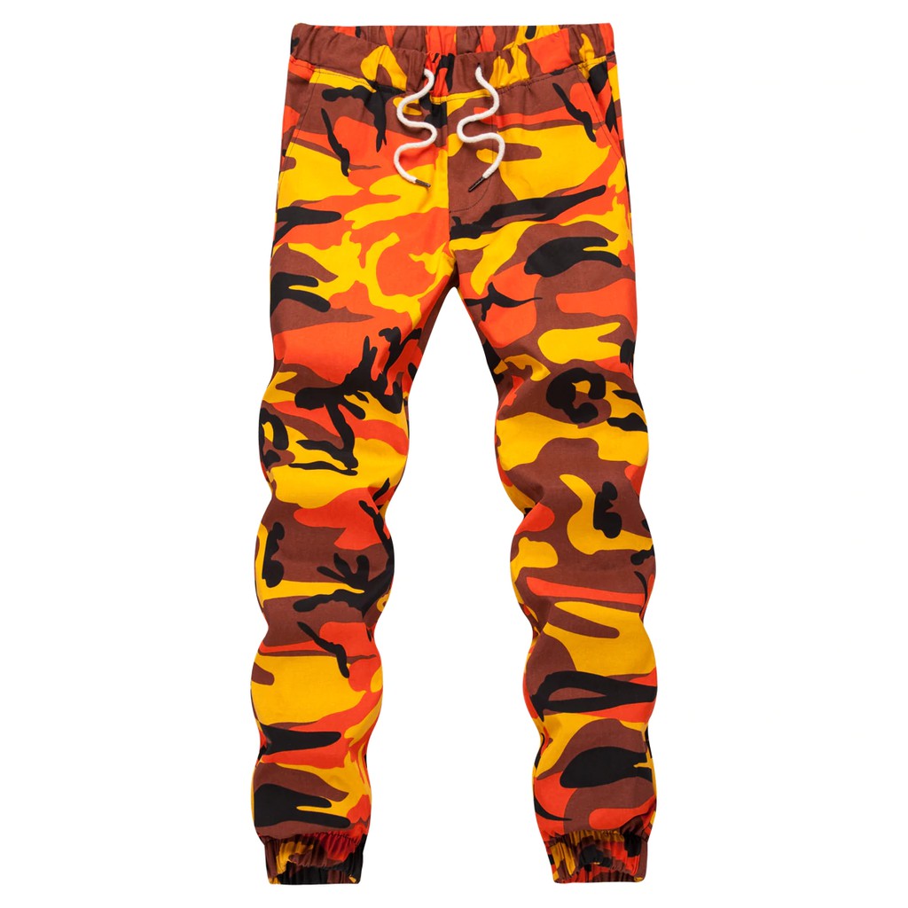 orange camouflage trousers