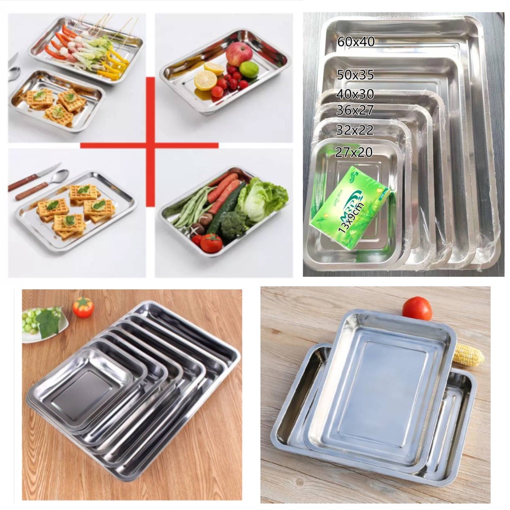 DZB Stainless Steel Square Tray Stainless Food warmer Serving Plate ...