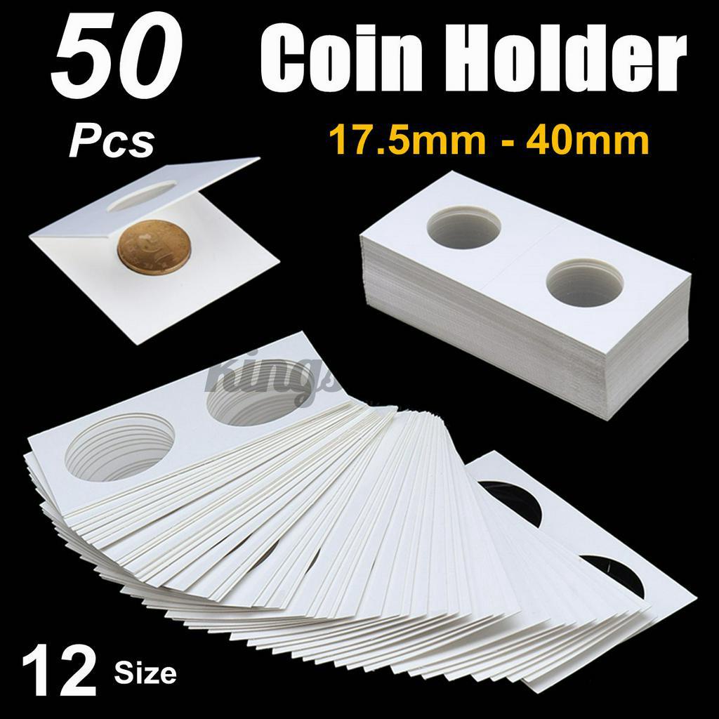 100X Cardboard Coin Holder Flip Mylar Coin Collection Supply 31.5/25mm White 