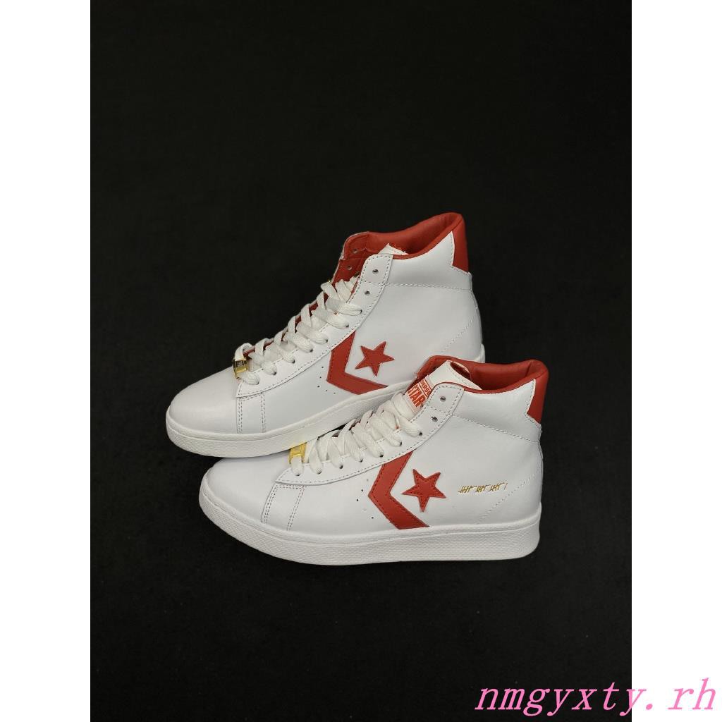 converse pro leather white red