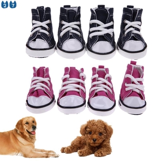 4pcs Classic Denim Canvass Style Pet Dog Shoes