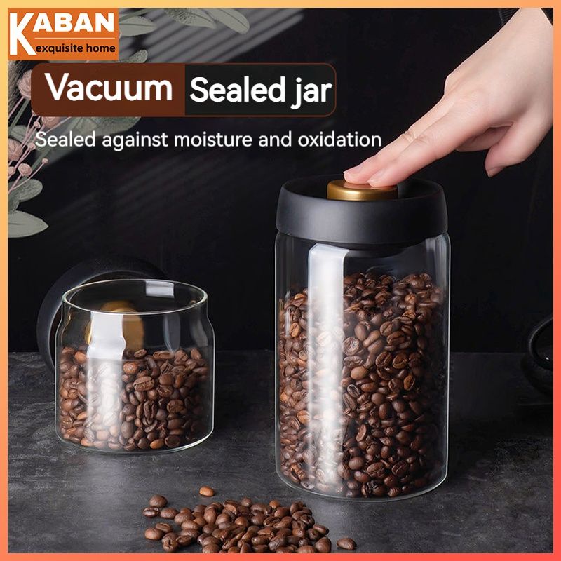 Coffee Bean Storage Container Glass Vacuum Jar Sealed Nordic Kitchen ...