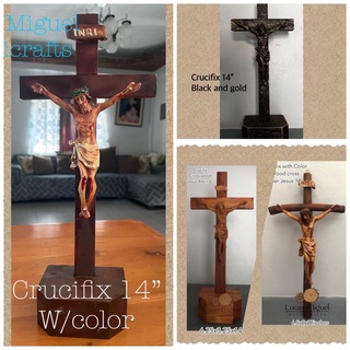 Large Crucifix with wood Stand 14”