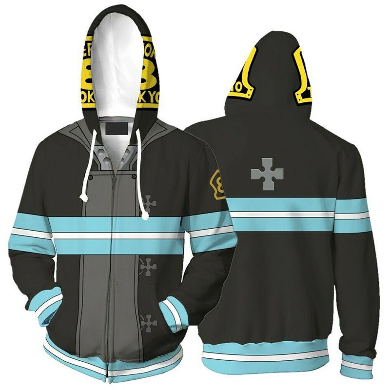 ready stockanime enn enn no shouboutai fire force hoodie firesoldier  zipper jacket cosplay costumes