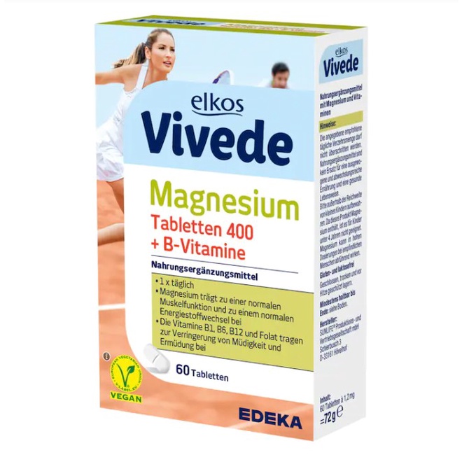 Elkos Vivede Magnesium Tabletten 400 + B-Vitamine 60 Tabletten 69g ...