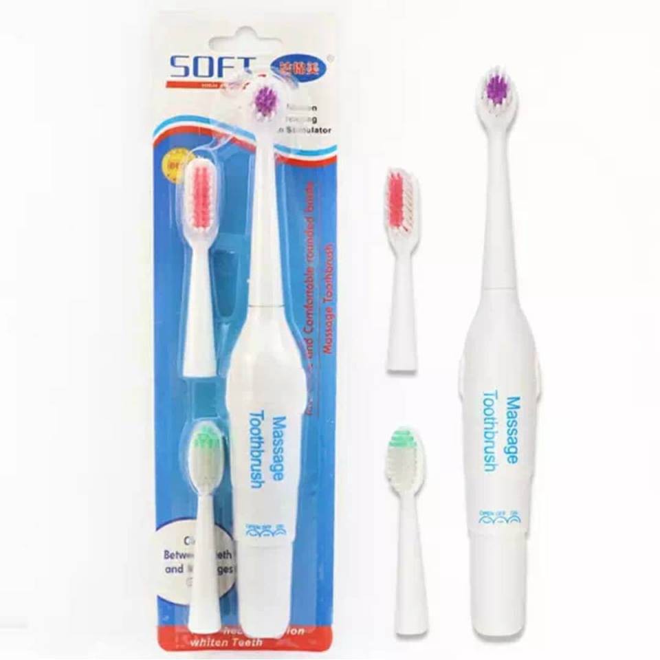 Adults Electric Massage Toothbrush 3 Head Replacement Battery Operated