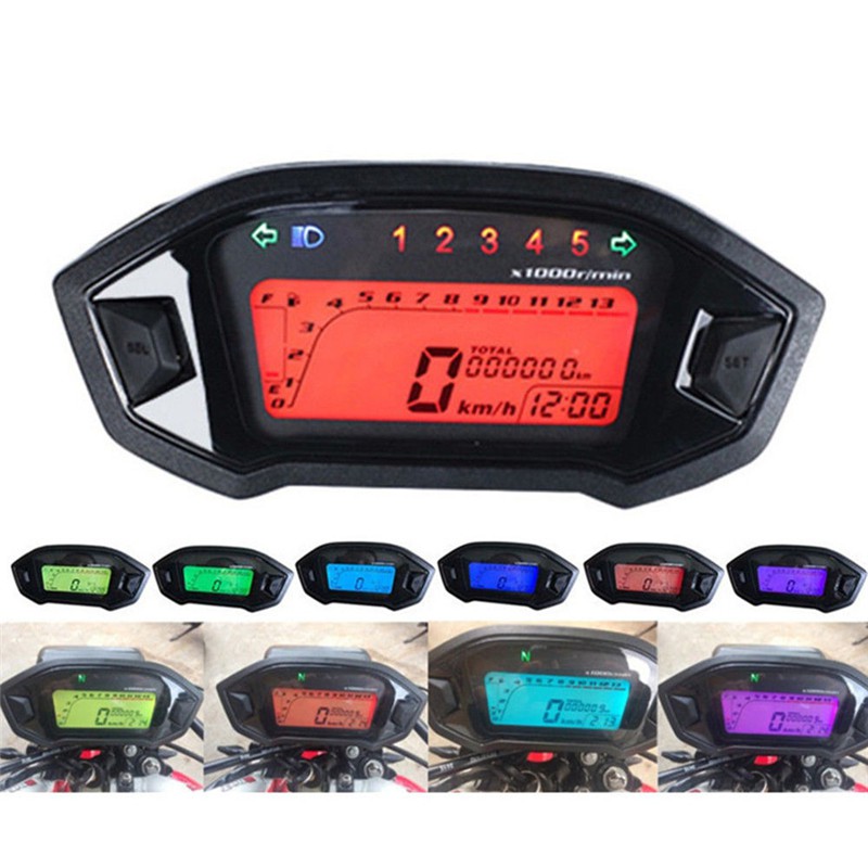 OM LCD Digital Backlight Motorcycle Odometer Speedometer Tachometer