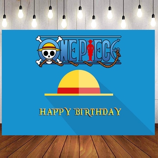 One Piece Monkey D Luffy Hat Birthday Backdrop Blood Anime Cartoon Blue Photography Background For Party Decoration Backdrop Supplie Custom Name Photo Shopee Philippines