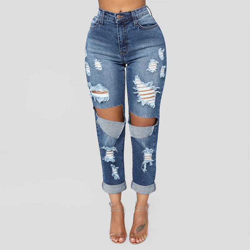 big hole boyfriend jeans