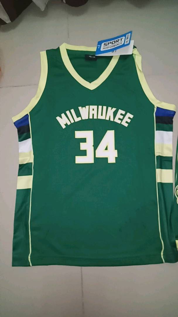 DHDFS Uniform Milwaukee Bucks #34 Kids Fan Jersey Fabric Basketball Running Jersey Sleeveless Vest Cool Giannis Breathable Jersey Green 