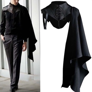 Medieval Party Anime Cosplay Costumes Men Gothic Knight Single Sleeve Shawl Armor Viking Pirate Cloak Hooded Capes Soldier Tops