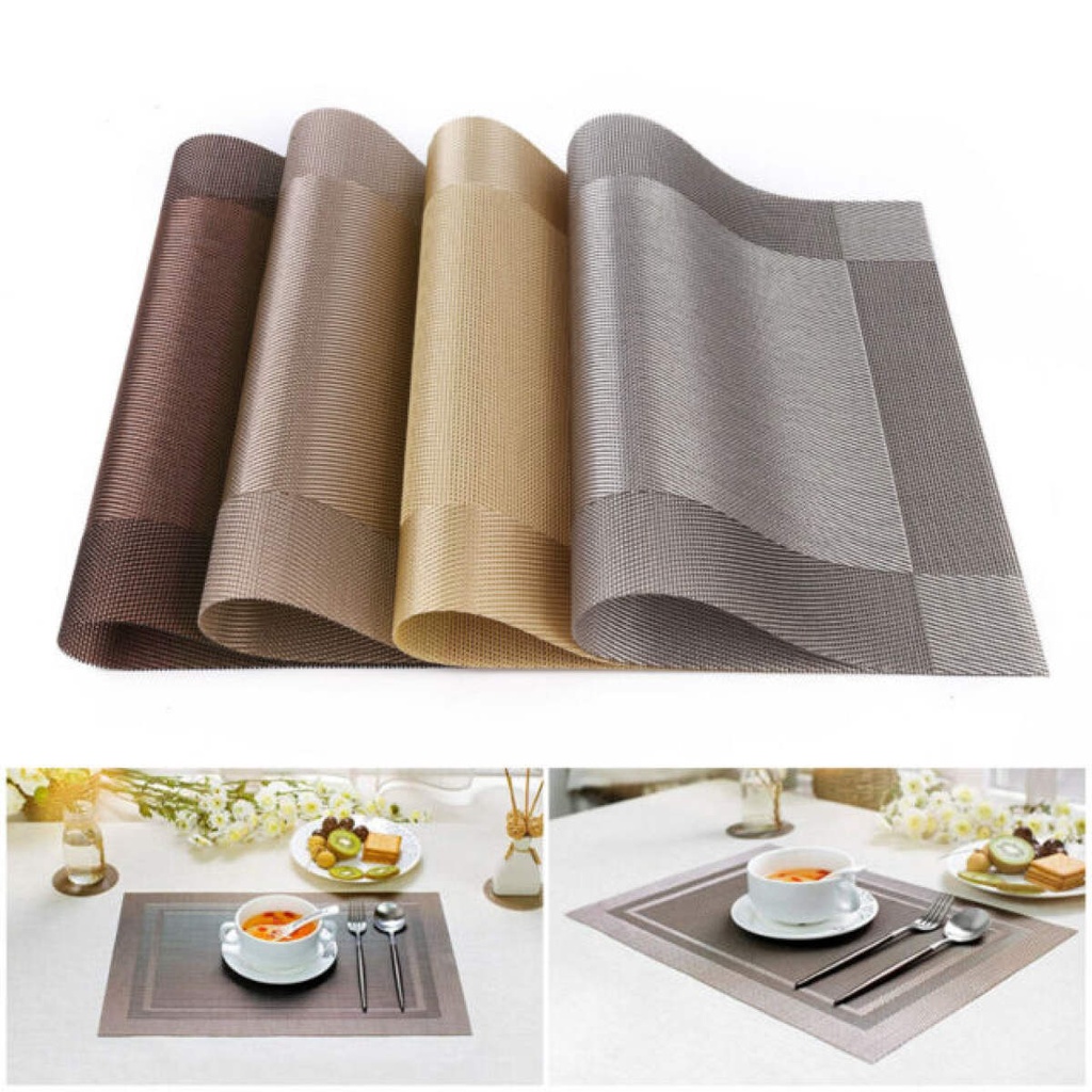 Washable Woven Vinyl Pvc Placemats Non-slip Heat Resistant Kitchen ...