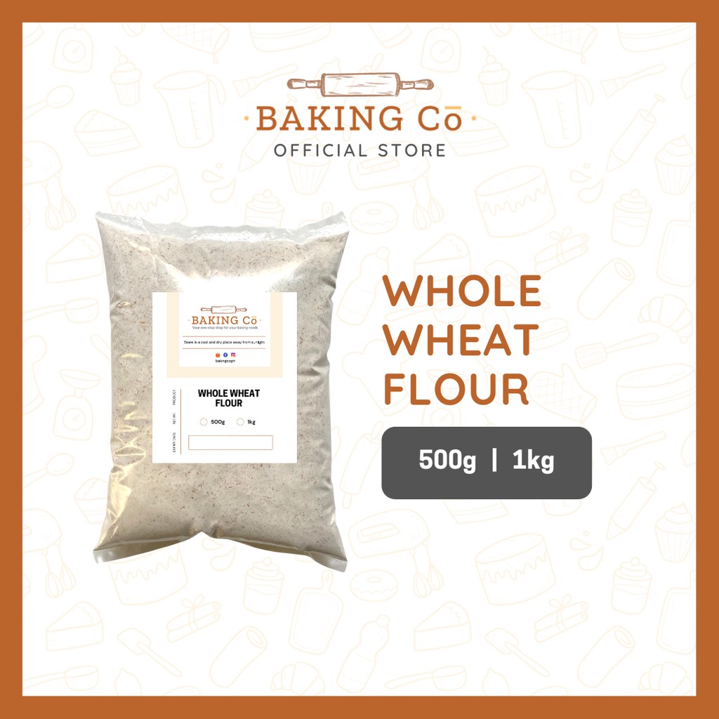 Baking Cō Whole Wheat Flour (fine) 500g/1kg Shopee Philippines
