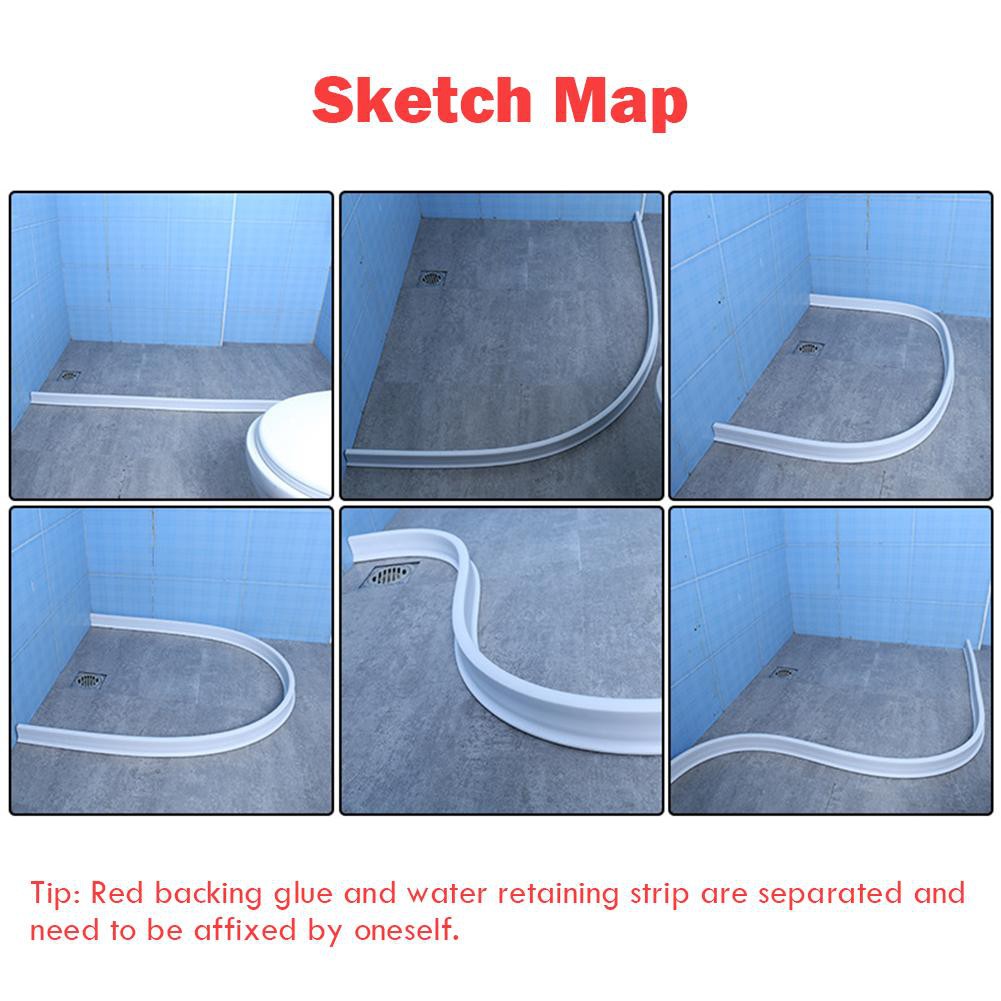 Bathroom Collapsible Silica Gel Shower Barrier Threshold Water Dam Retention