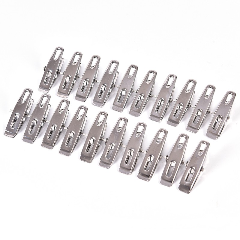 20PCS Stainless Steel Clothes Pegs Hanging Pin Clip Laundry Clamps Chic Hot 