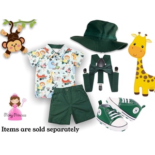 Safari Jungle Theme Baby Boy Birthday Outfit Animal Dinosaur Shirt Polo Set Forest Attire Zookeeper