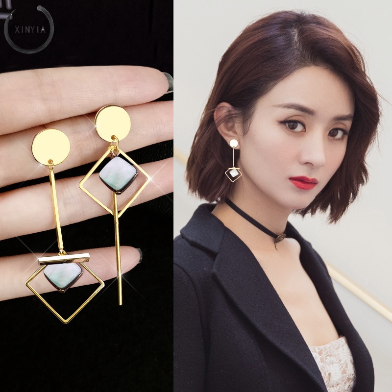 Asymmetrical Skewer Earrings Korean Geometry Tassel Model for Women