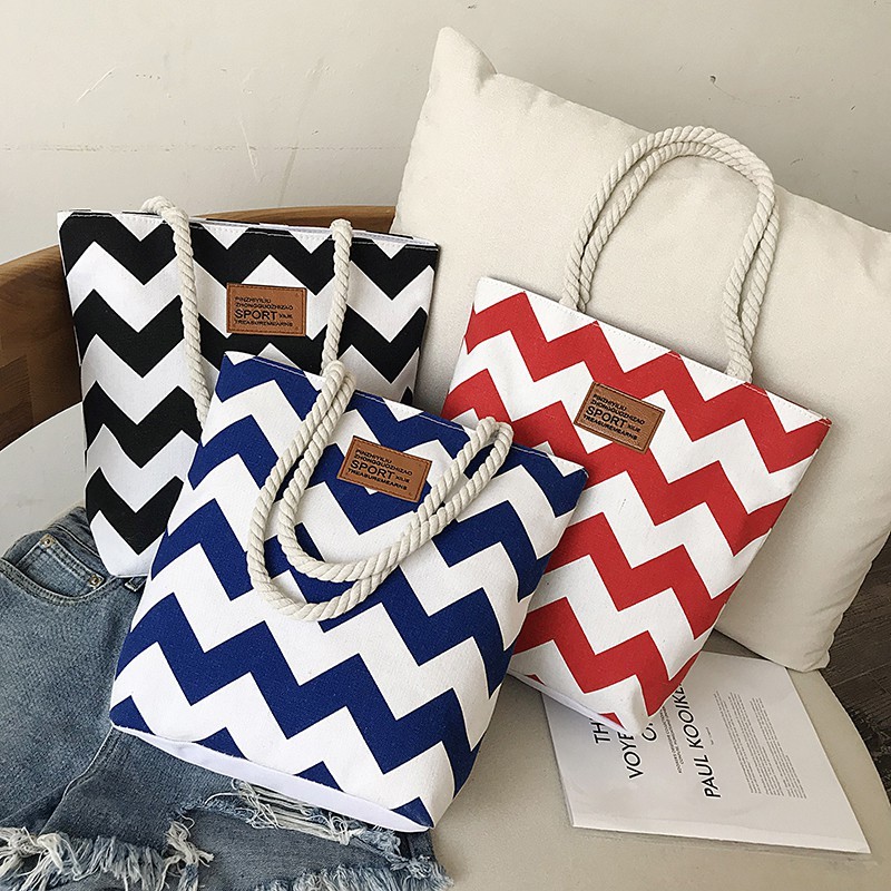 Fionfashion MF9017 Canvas bag bucket bag Korean simple fashion stripe