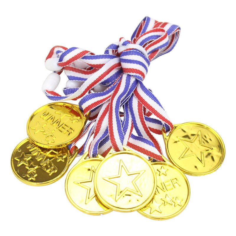 Pllieay 24 Pieces Childrens Gold Winners Plastic Medals Kids Party Game Toys Prizes Awards 