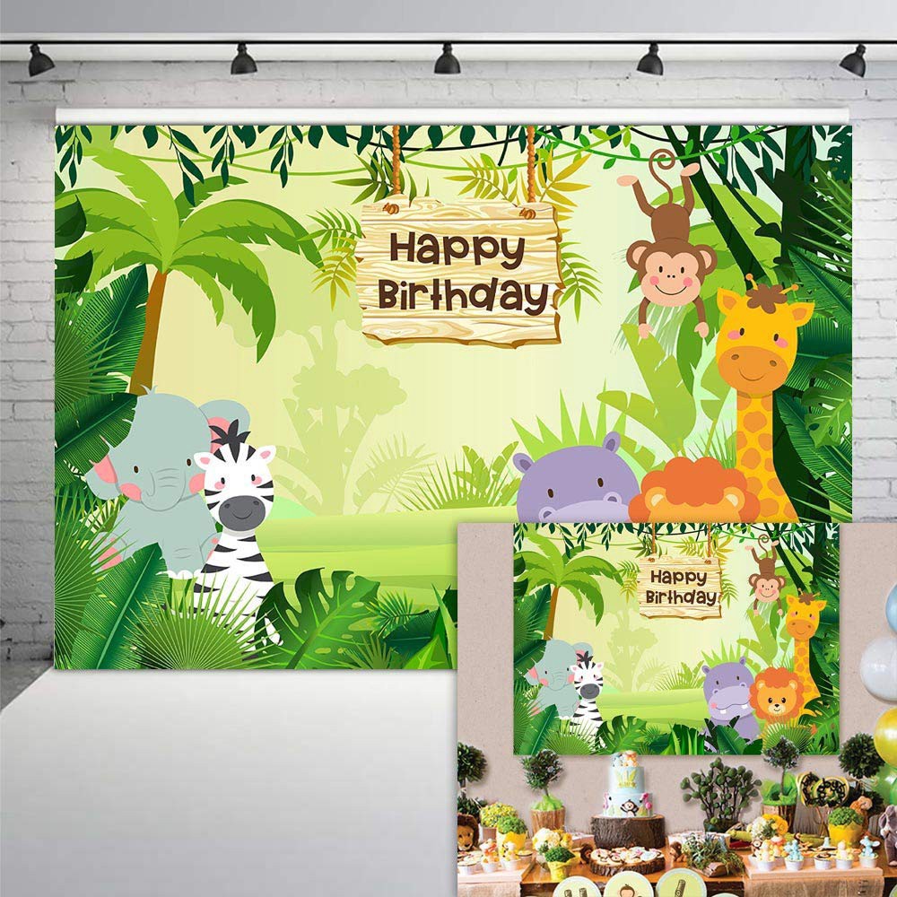 Jungle Safari Photography Backdrop Cartoon Animals Forest Theme Party Kids  Birthday Party Backdrop | Shopee Philippines